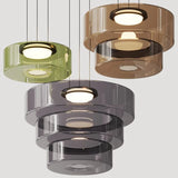 Elegante Pendelleuchte im Bauhaus-Stil aus Glas – Einstellbare Hängelampe für Esstisch in Rauchgrau, Grün oder Bernstein