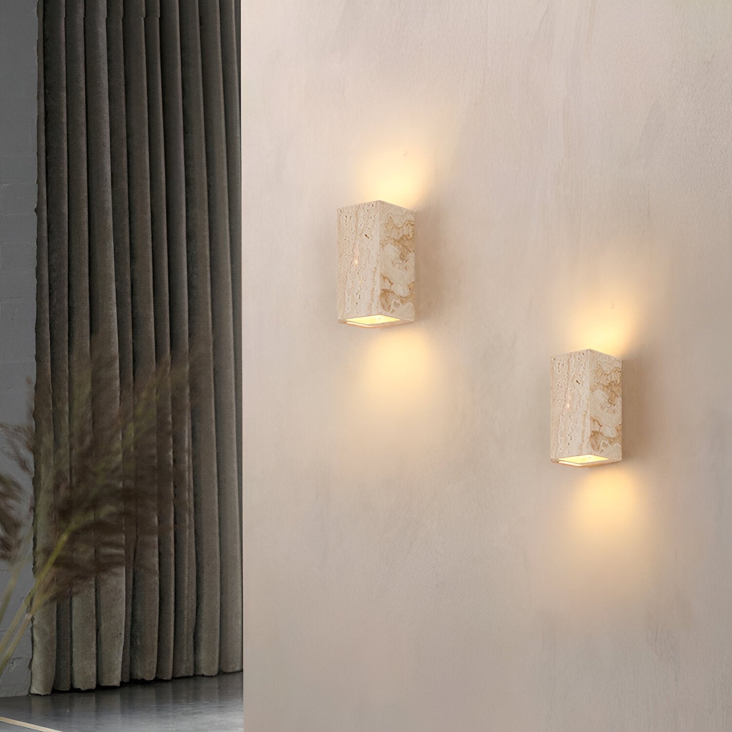 Außen-LED-Wandleuchte aus Travertinstein – IP65 Wasserdicht, Energieeffiziente Außenwandlampe für Garten und Terrasse 2