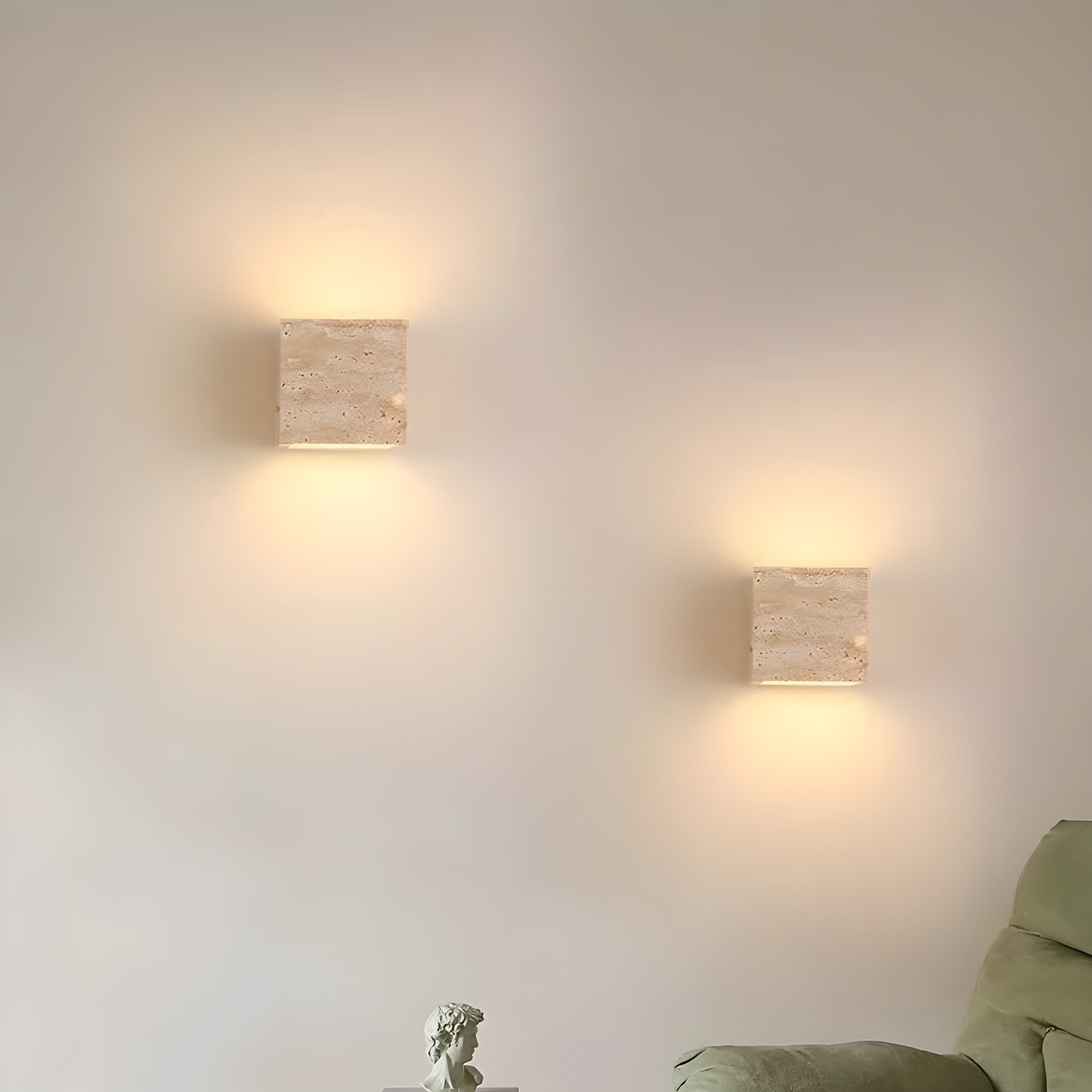Außen-LED-Wandleuchte aus Travertinstein – IP65 Wasserdicht, Energieeffiziente Außenwandlampe für Garten und Terrasse 3