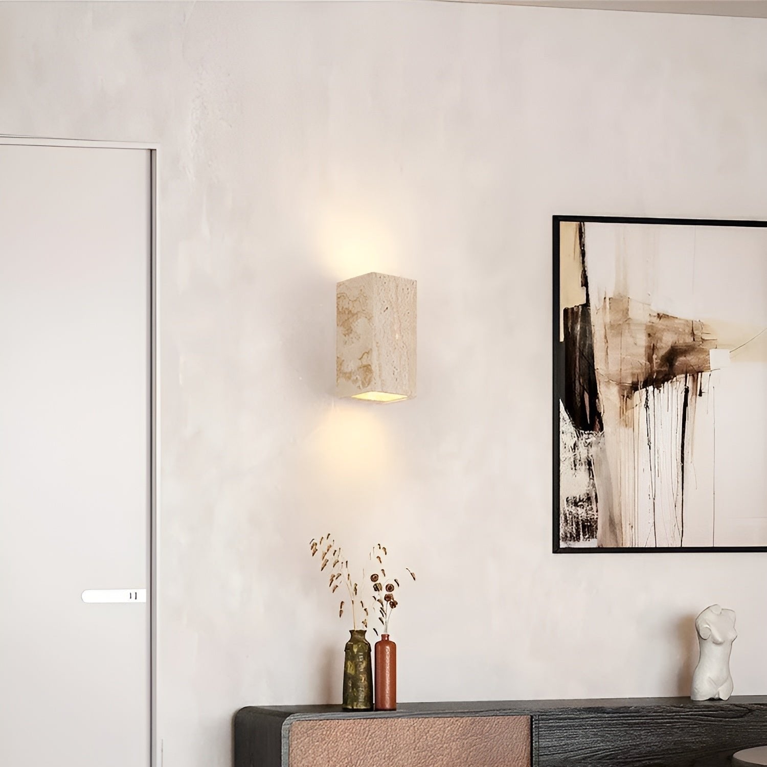 Außen-LED-Wandleuchte aus Travertinstein – IP65 Wasserdicht, Energieeffiziente Außenwandlampe für Garten und Terrasse 4