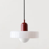 Bauhaus Pendelleuchte aus farbigem Glas – Moderne Deckenlampe mit verstellbarer Aufhängung 0