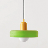 Bauhaus Pendelleuchte aus farbigem Glas – Moderne Deckenlampe mit verstellbarer Aufhängung 10