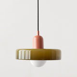 Bauhaus Pendelleuchte aus farbigem Glas – Moderne Deckenlampe mit verstellbarer Aufhängung 12
