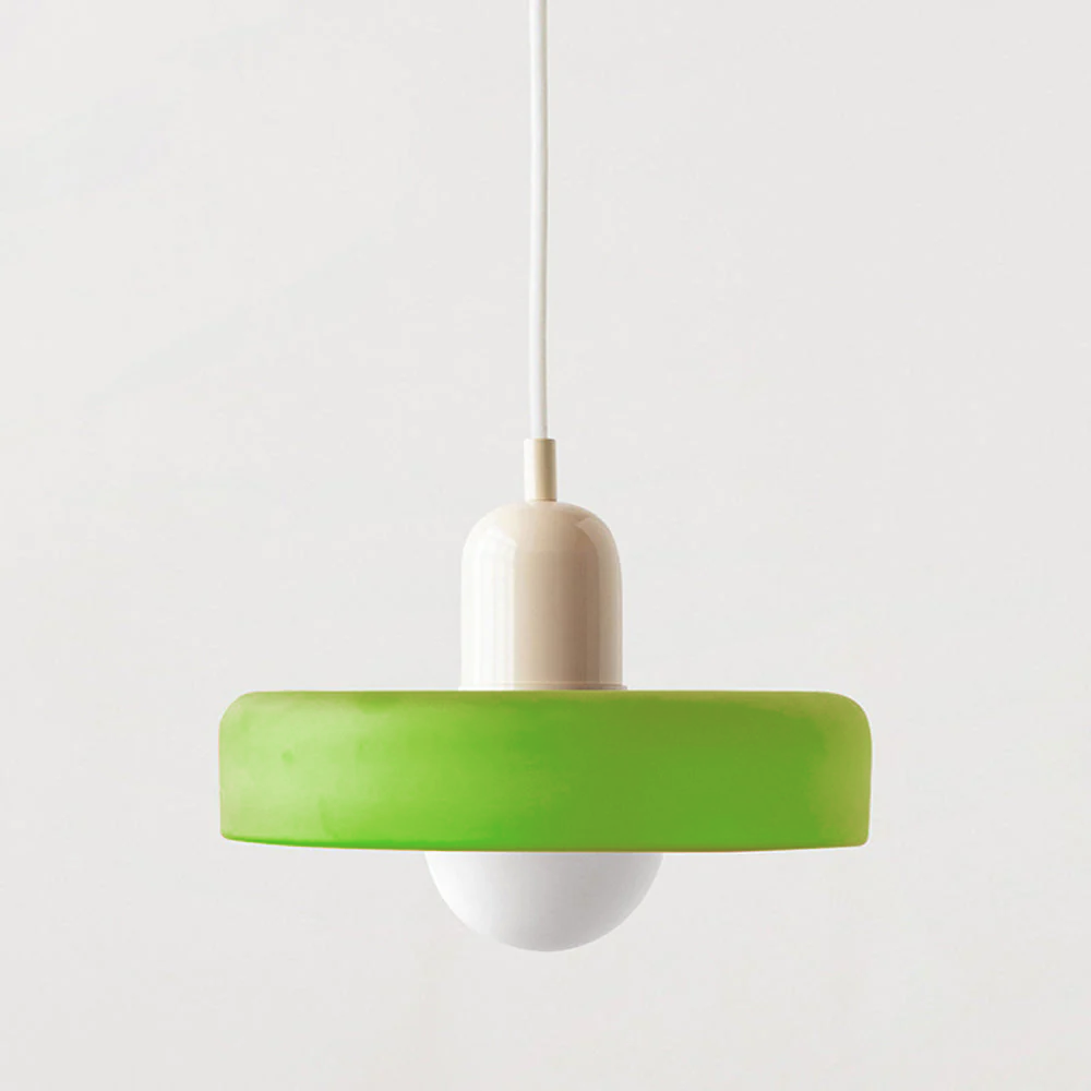 Bauhaus Pendelleuchte aus farbigem Glas – Moderne Deckenlampe mit verstellbarer Aufhängung 19
