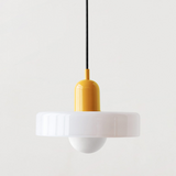 Bauhaus Pendelleuchte aus farbigem Glas – Moderne Deckenlampe mit verstellbarer Aufhängung 6