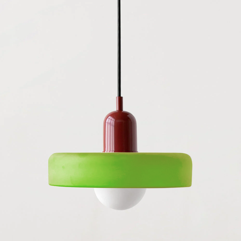 Bauhaus Pendelleuchte aus farbigem Glas – Moderne Deckenlampe mit verstellbarer Aufhängung 7