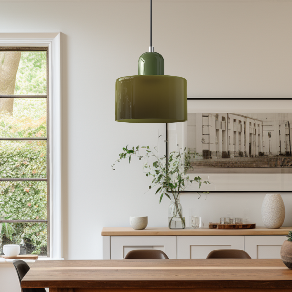 Elegante Pendelleuchte aus Glas mit E27 Fassung – Einstellbare Hängelampe für Esstisch, 17 cm hoch, 15 cm Durchmesser 4