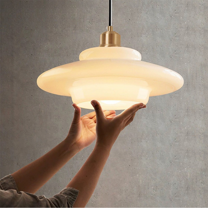 Elegante Pendelleuchte aus Milchglas für Esstisch – Verstellbare Hängelampe im Mid-Century Design, 1,5 m Kabellänge 1