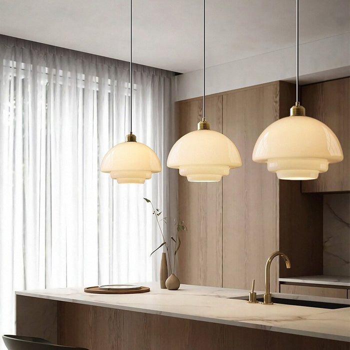 Elegante Pendelleuchte aus Milchglas für Esstisch – Verstellbare Hängelampe im Mid-Century Design, 1,5 m Kabellänge 11