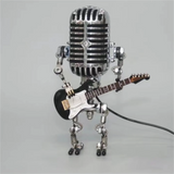 Exklusive Tischleuchte mit Dimmbarem Licht im Roboterdesign mit Gitarre – Ideal als Nachttischlampe für Wohn- und Schlafzimmer 0