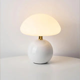 Französische Tischlampe mit LED-Beleuchtung – Keramik, 3 Farben einstellbar, Pilzdesign, 20cm Durchmesser, Energieeffizient 0