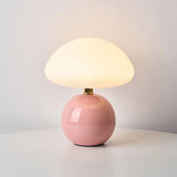 Französische Tischlampe mit LED-Beleuchtung – Keramik, 3 Farben einstellbar, Pilzdesign, 20cm Durchmesser, Energieeffizient 12