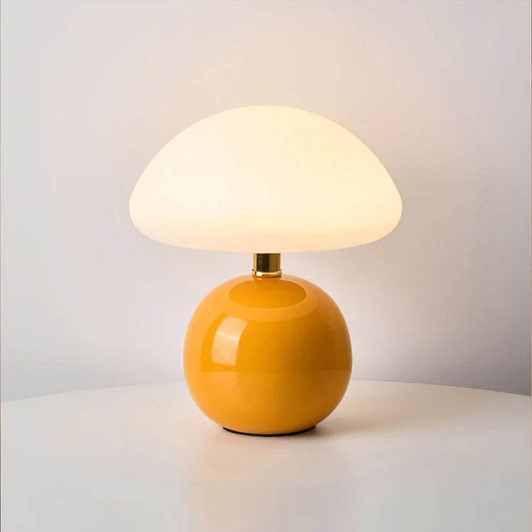 Französische Tischlampe mit LED-Beleuchtung – Keramik, 3 Farben einstellbar, Pilzdesign, 20cm Durchmesser, Energieeffizient 13