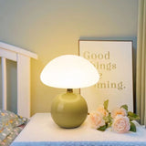 Französische Tischlampe mit LED-Beleuchtung – Keramik, 3 Farben einstellbar, Pilzdesign, 20cm Durchmesser, Energieeffizient 3