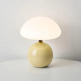 Französische Tischlampe mit LED-Beleuchtung – Keramik, 3 Farben einstellbar, Pilzdesign, 20cm Durchmesser, Energieeffizient 9