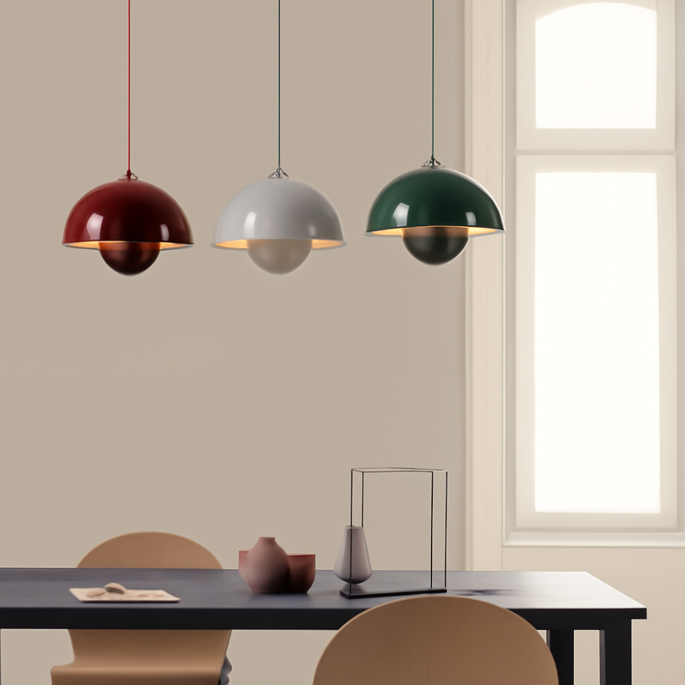 Halbkreisförmiger Moderner Kronleuchter – Skandinavisches Design in Lebendigen Farben, LED-Beleuchtung für Esszimmer und Wohnzimmer 3