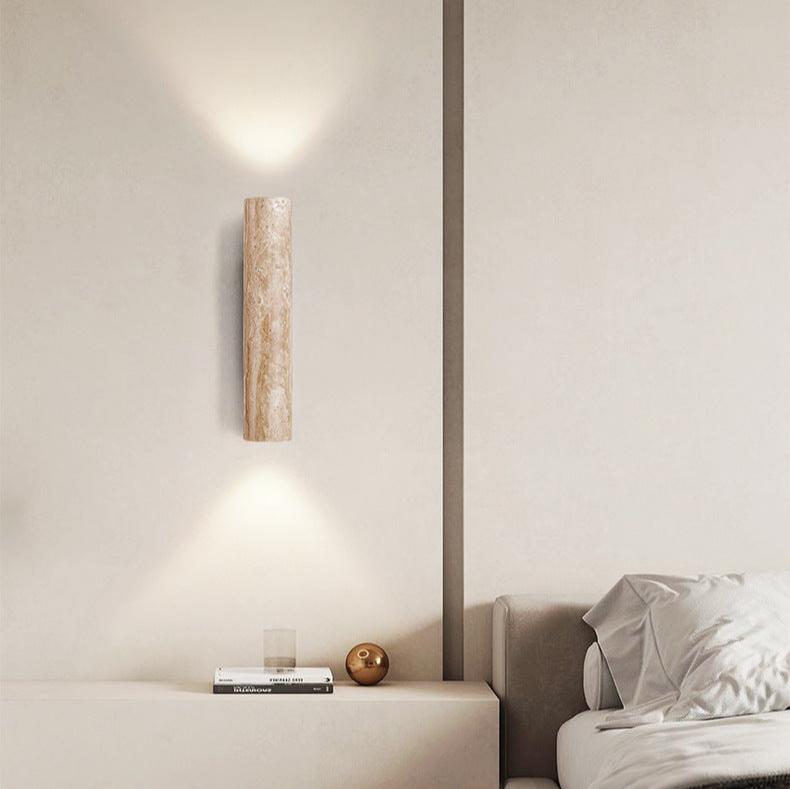 Japandi Travertine Wandleuchte Innen – LED Up-Down Beleuchtung, Minimalistisches Design aus Naturstein, Warmes Licht 3000K 1