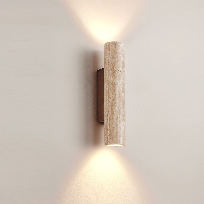 Japandi Travertine Wandleuchte Innen – LED Up-Down Beleuchtung, Minimalistisches Design aus Naturstein, Warmes Licht 3000K 4