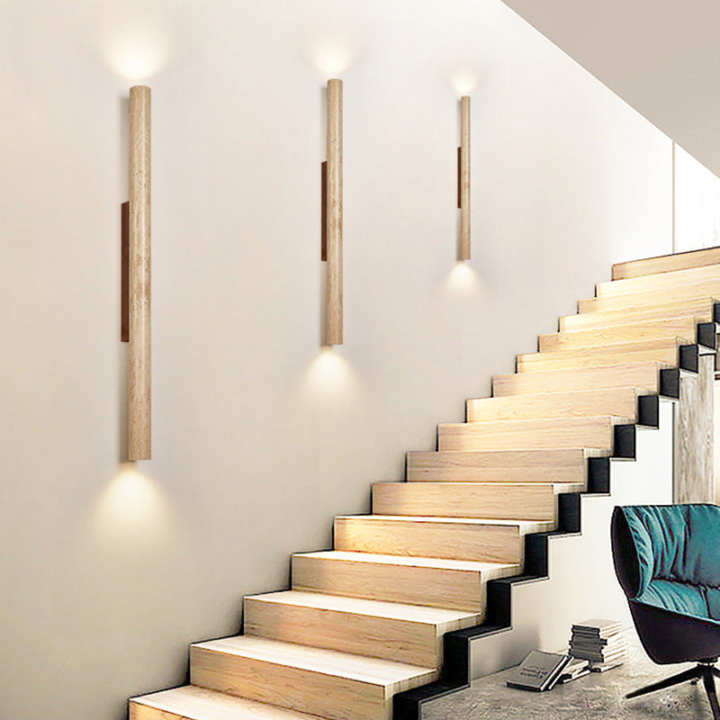 Japandi Travertine Wandleuchte Innen – LED Up-Down Beleuchtung, Minimalistisches Design aus Naturstein, Warmes Licht 3000K 7