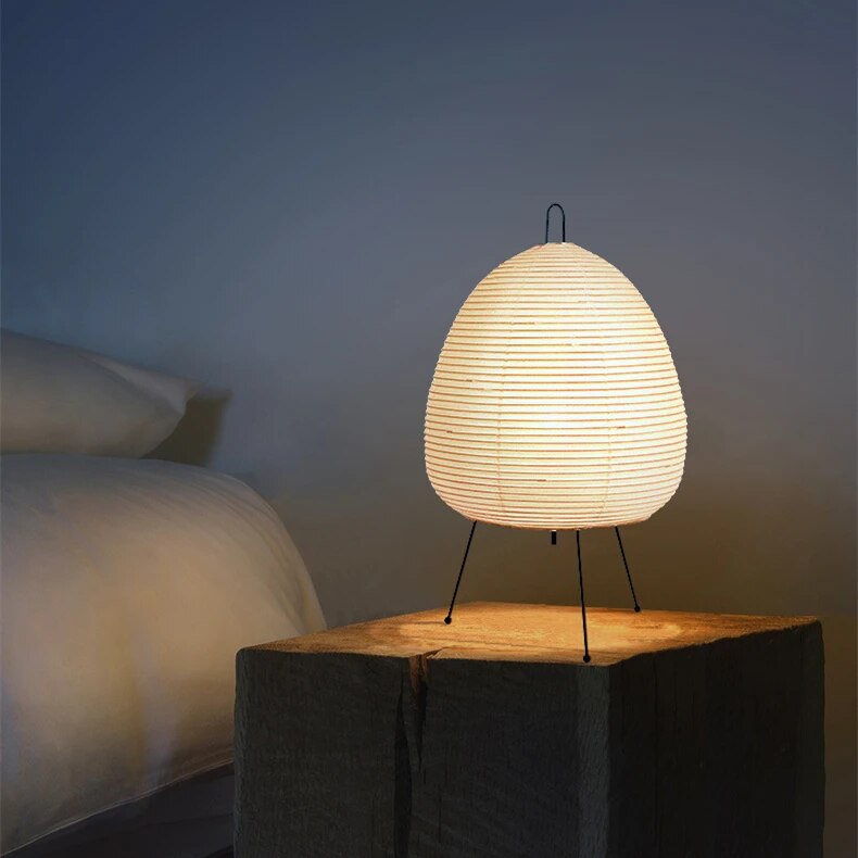 Japanische Reispapier Tischlampe mit LED – 60 cm Hohe Nachttischlampe für Wohnzimmer und Schlafzimmer 0