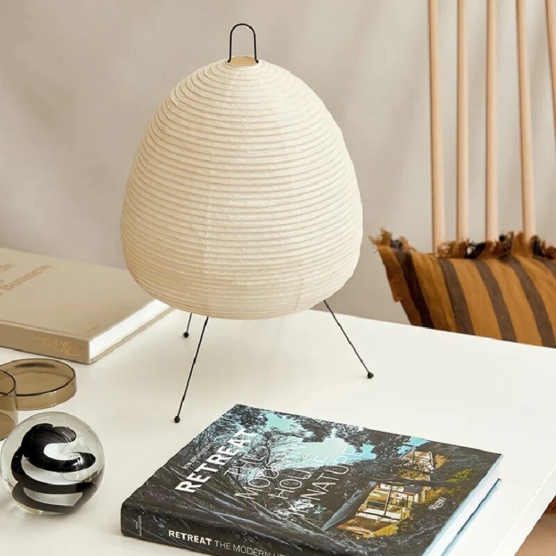 Japanische Reispapier Tischlampe mit LED – 60 cm Hohe Nachttischlampe für Wohnzimmer und Schlafzimmer 1