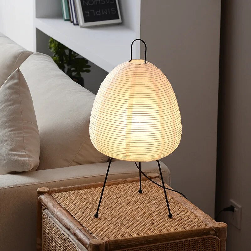 Japanische Reispapier Tischlampe mit LED – 60 cm Hohe Nachttischlampe für Wohnzimmer und Schlafzimmer 2