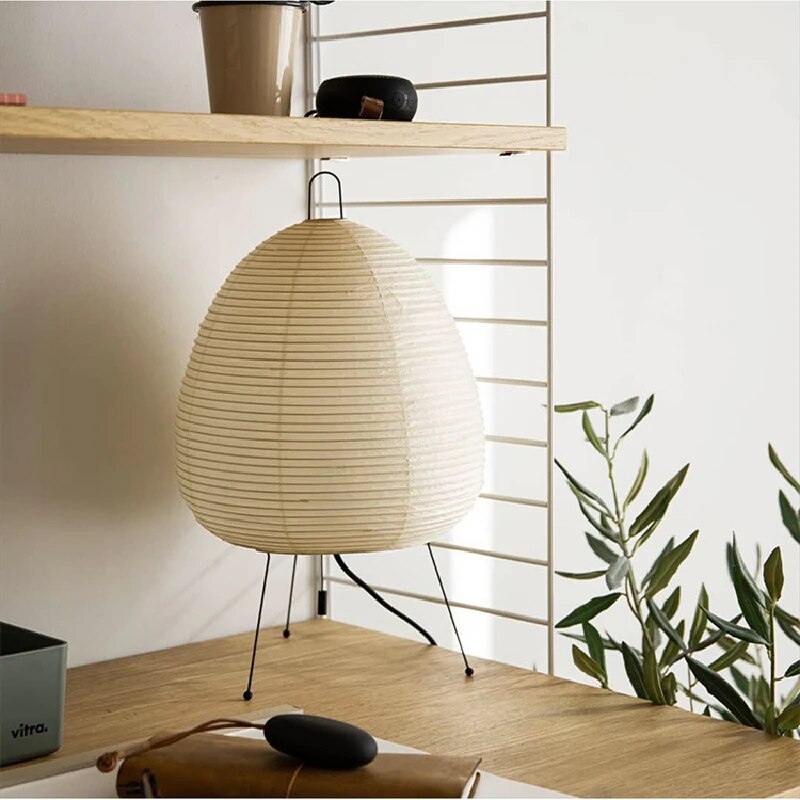 Japanische Reispapier Tischlampe mit LED – 60 cm Hohe Nachttischlampe für Wohnzimmer und Schlafzimmer 3
