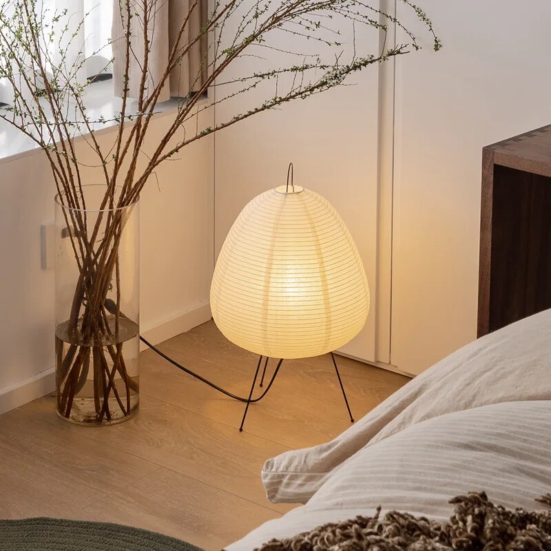 Japanische Reispapier Tischlampe mit LED – 60 cm Hohe Nachttischlampe für Wohnzimmer und Schlafzimmer 4