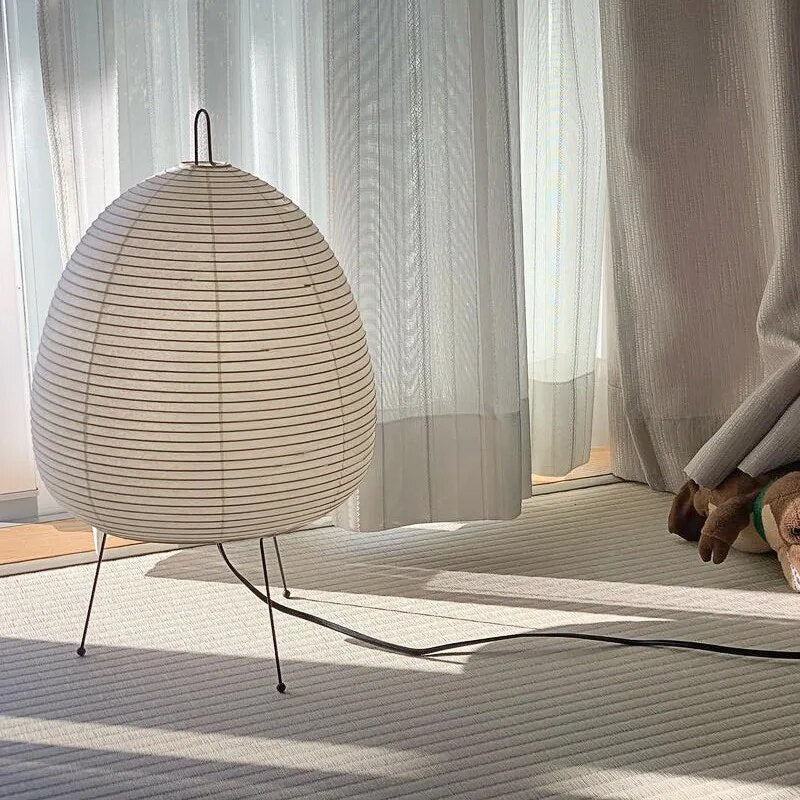 Japanische Reispapier Tischlampe mit LED – 60 cm Hohe Nachttischlampe für Wohnzimmer und Schlafzimmer 5