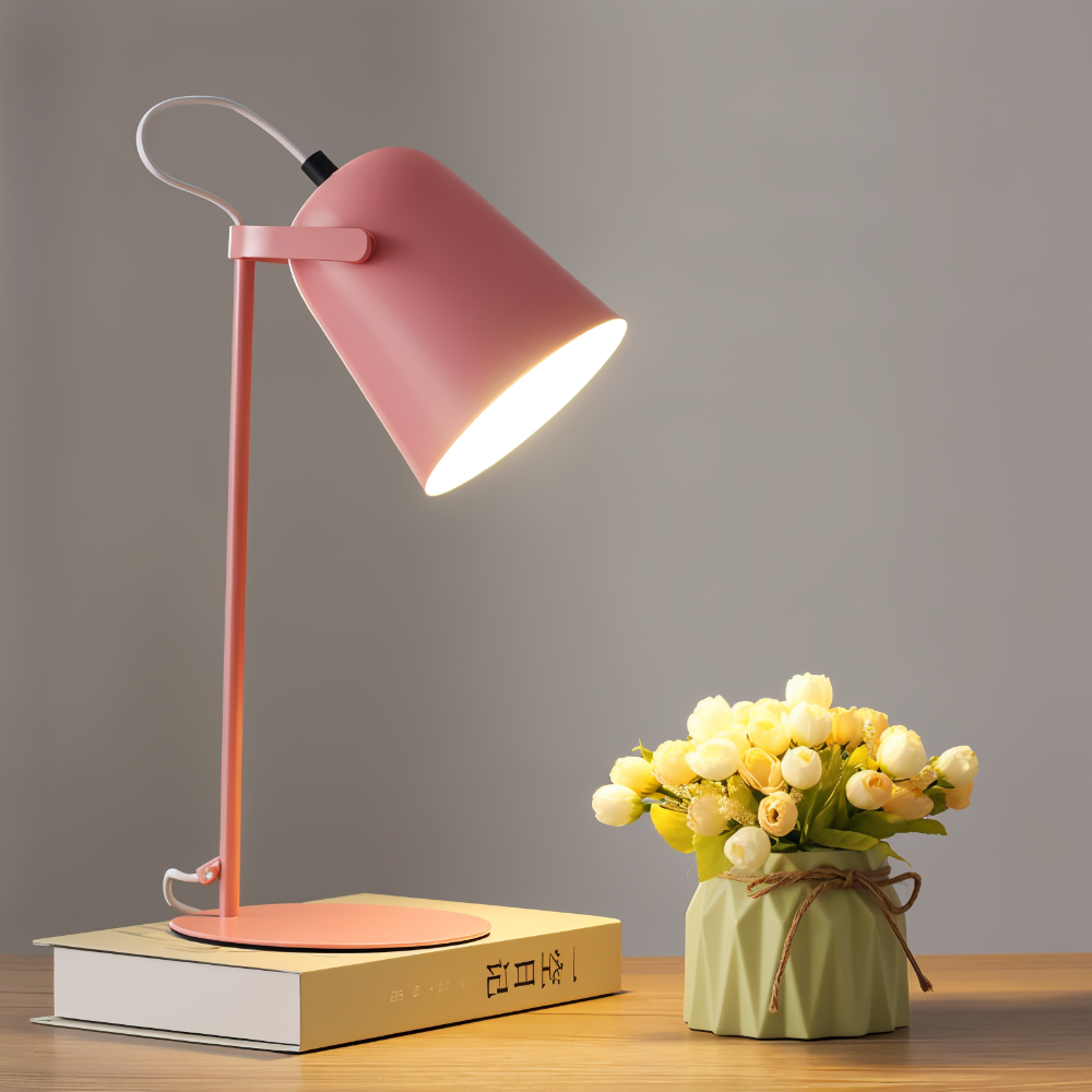 Moderne Rotierende Tischlampe mit Verstellbarem Winkel – Augenfreundliche LED Tischleuchte in Macaron-Farben für Nachttisch und Schreibtisch 0
