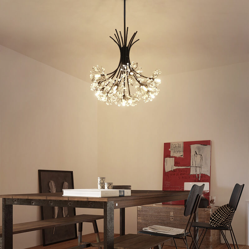 Moderner Kristall Kronleuchter mit 13-19 Lichtern – Eleganter LED-Lampen-Schirm aus Glas und Eisen für Wohnzimmer und Esszimmer 0