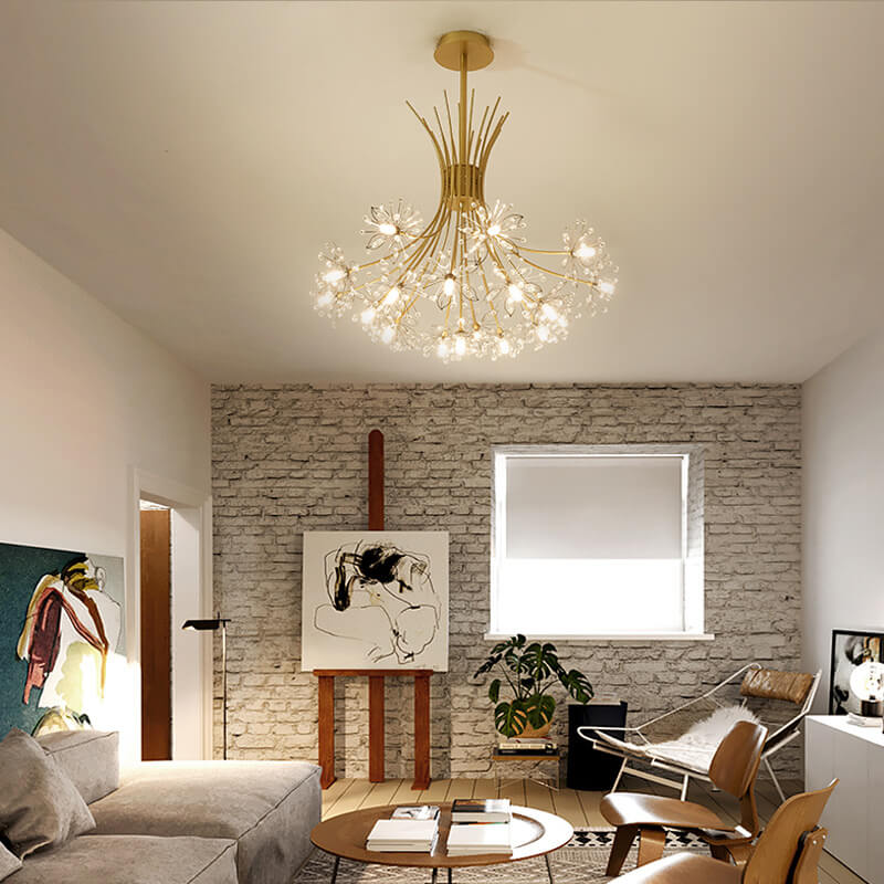 Moderner Kristall Kronleuchter mit 13-19 Lichtern – Eleganter LED-Lampen-Schirm aus Glas und Eisen für Wohnzimmer und Esszimmer 3