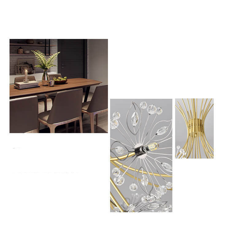 Moderner Kristall Kronleuchter mit 13-19 Lichtern – Eleganter LED-Lampen-Schirm aus Glas und Eisen für Wohnzimmer und Esszimmer 8