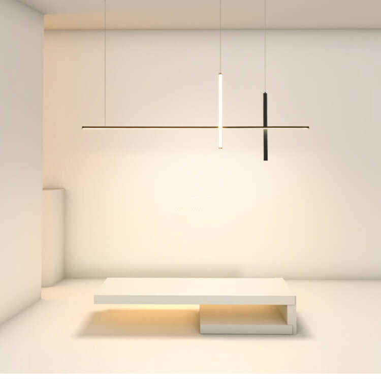 Moderner Schwarzer LED-Kronleuchter für Esszimmer und Cafés – Minimalistisches Design mit Integrierter Beleuchtung, 80-150cm 2