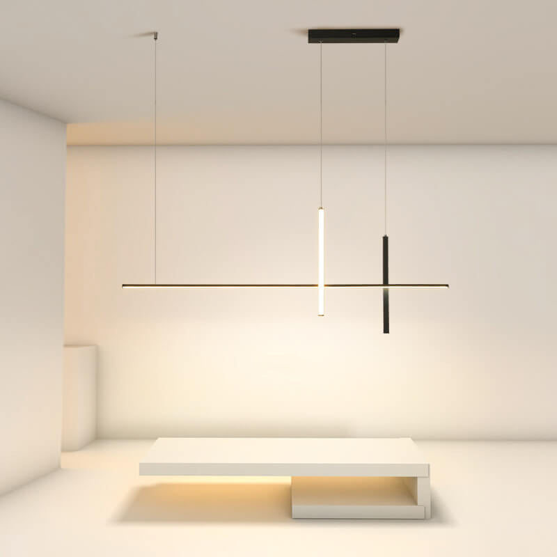 Moderner Schwarzer LED-Kronleuchter für Esszimmer und Cafés – Minimalistisches Design mit Integrierter Beleuchtung, 80-150cm 3