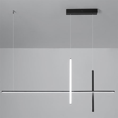 Moderner Schwarzer LED-Kronleuchter für Esszimmer und Cafés – Minimalistisches Design mit Integrierter Beleuchtung, 80-150cm 9