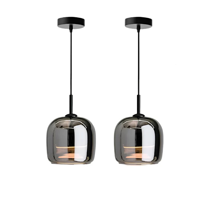 Pendelleuchte Schwarz aus Glas – Elegante Hängelampe für Esszimmer und moderne Innenräume, LED-Beleuchtung, 16 cm Durchmesser1