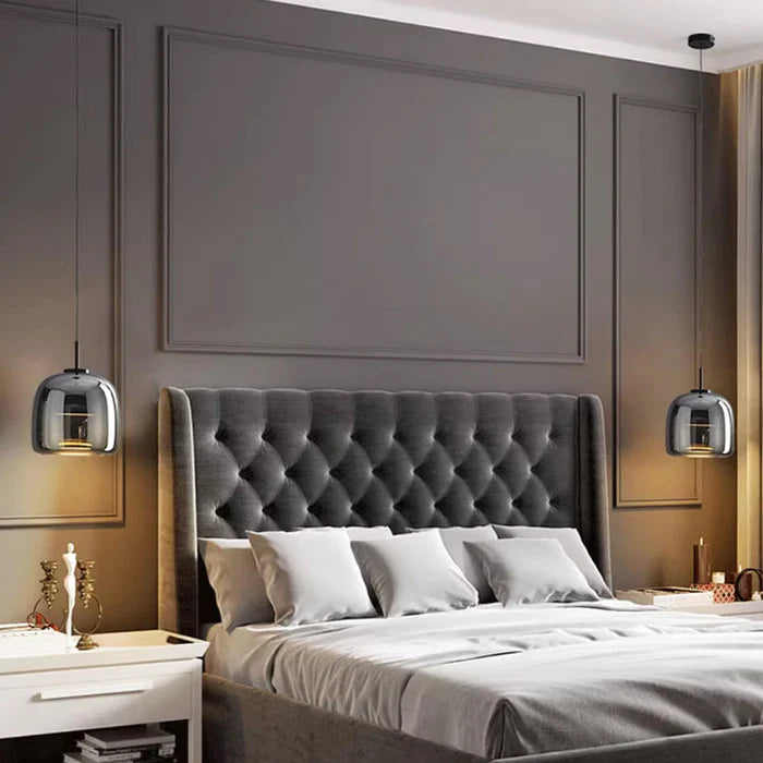 Pendelleuchte Schwarz aus Glas – Elegante Hängelampe für Esszimmer und moderne Innenräume, LED-Beleuchtung, 16 cm Durchmesser12