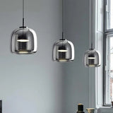 Pendelleuchte Schwarz aus Glas – Elegante Hängelampe für Esszimmer und moderne Innenräume, LED-Beleuchtung, 16 cm Durchmesser123