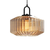 Retrofarbene Glaspendelleuchte im Nordic Industrial Stil – Anpassbare Höhe und Warmlicht 9