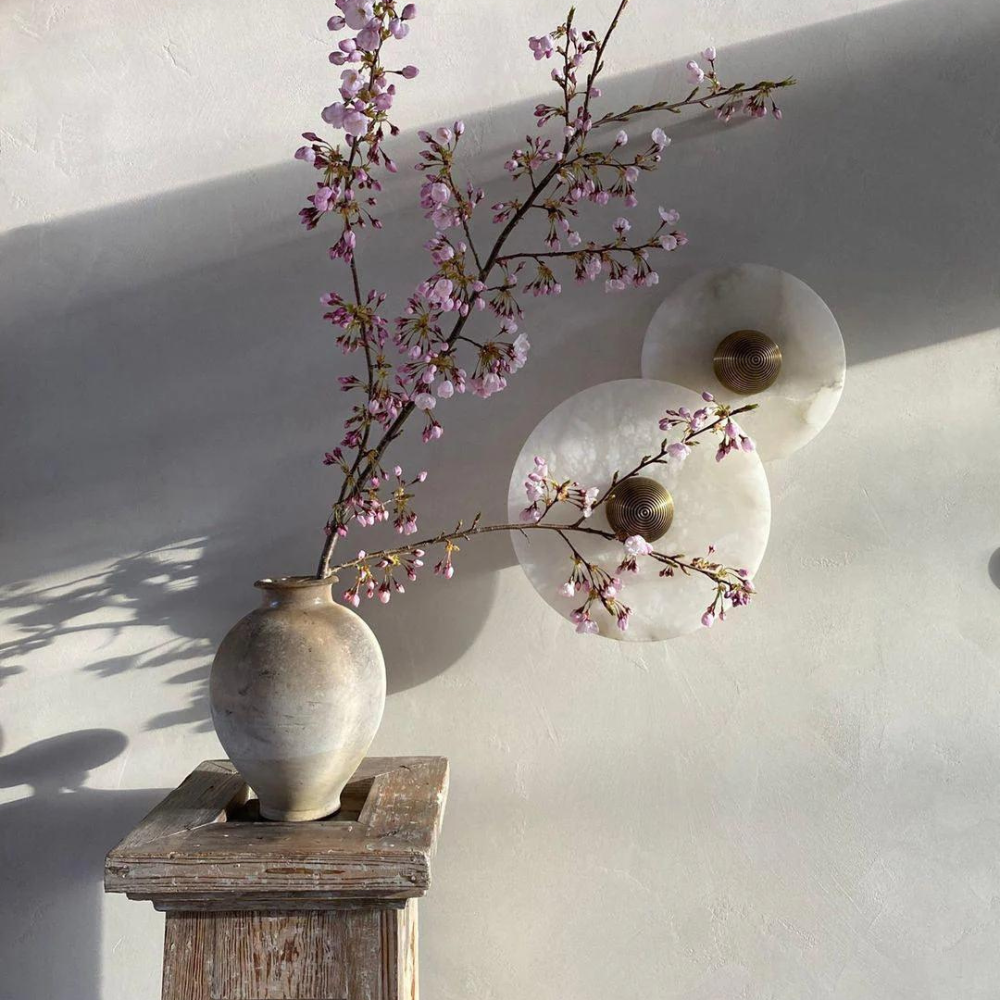 Runde Alabaster LED Wandleuchte – Elegante Innenbeleuchtung für modernes Ambiente, Ø20-35cm 2