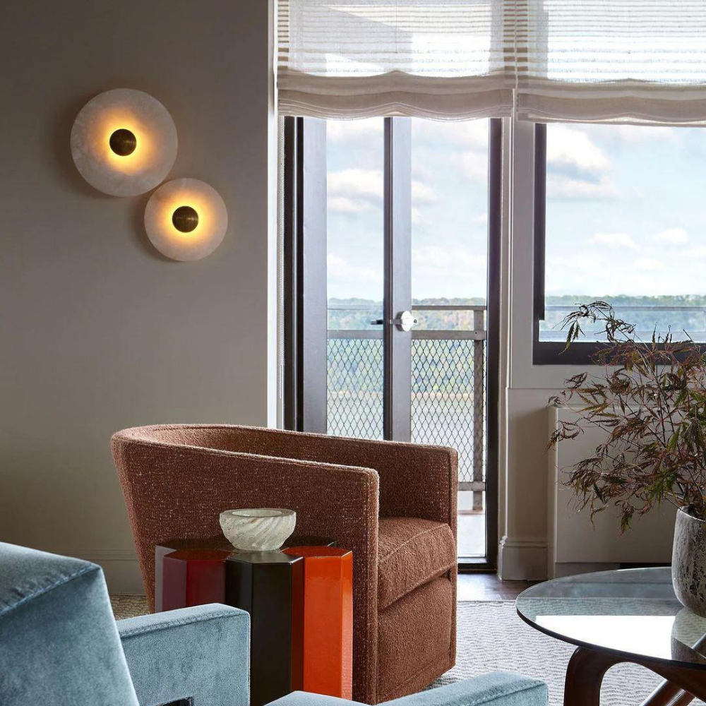 Runde Alabaster LED Wandleuchte – Elegante Innenbeleuchtung für modernes Ambiente, Ø20-35cm 7