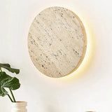 Runde Wandlampe aus Travertinstein mit LED-Beleuchtung – Elegantes Design für Wohn- und Geschäftsräume 1