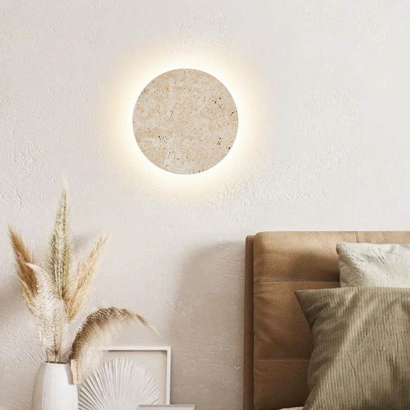 Runde Wandlampe aus Travertinstein mit LED-Beleuchtung – Elegantes Design für Wohn- und Geschäftsräume 6