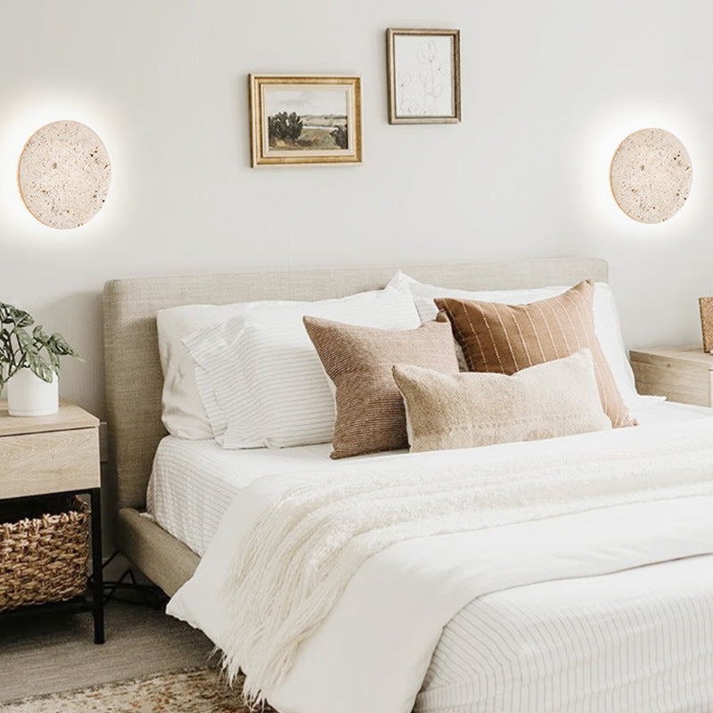 Runde Wandlampe aus Travertinstein mit LED-Beleuchtung – Elegantes Design für Wohn- und Geschäftsräume 7