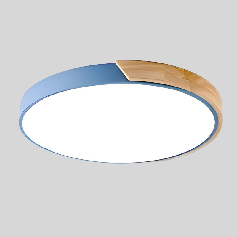 Skandinavische Holz-Deckenleuchte mit LED – Kreisförmige Macaroon Lampe für Schlafzimmer und Arbeitszimmer 0