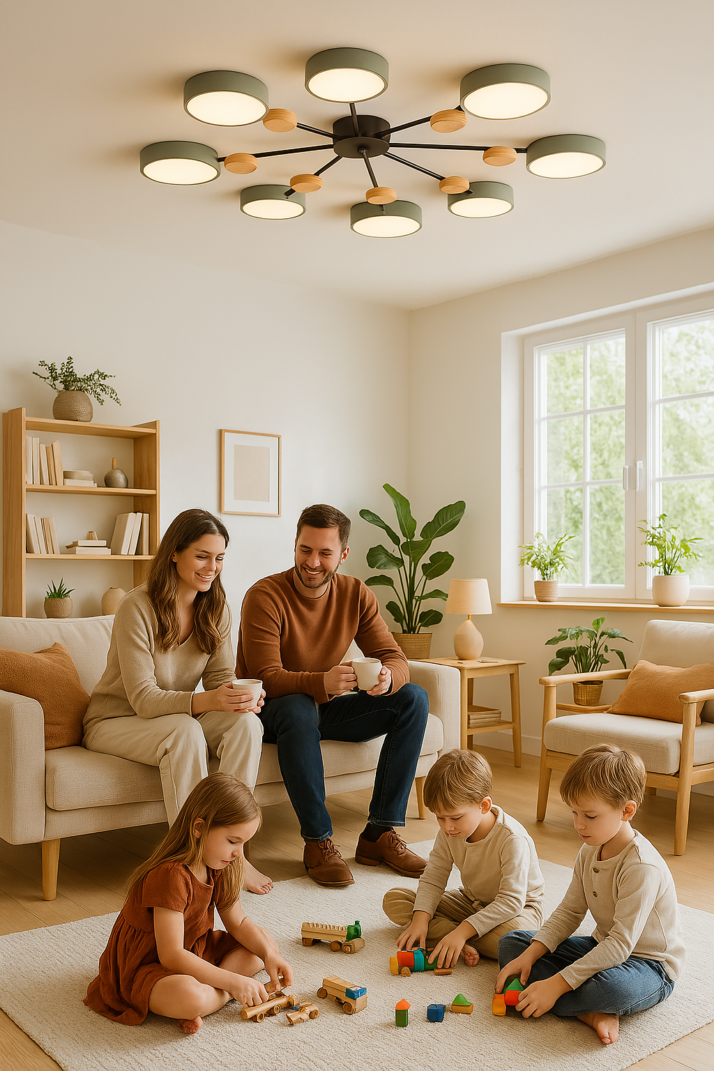 Skandinavische LED Deckenleuchte für Wohnzimmer - Moderne Deckenlampe 60 cm 2
