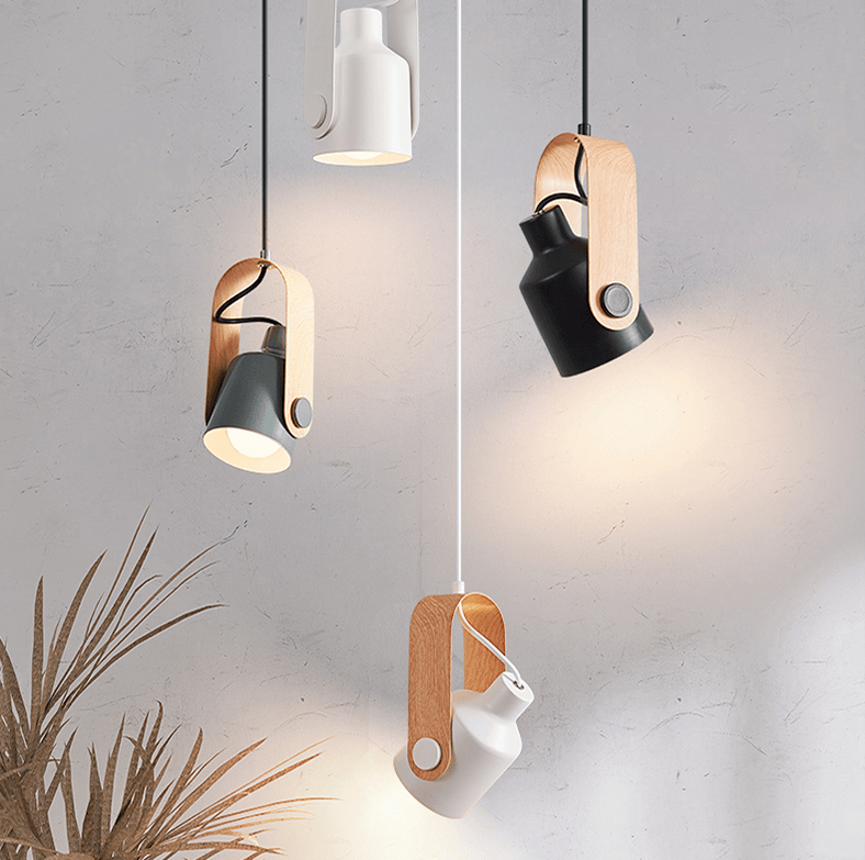 Skandinavische Pendelleuchte aus Holz und Metall – Elegantes Design für Esstisch und Wohnräume 0