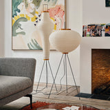 Stehlampe aus Reispapier für Wohnzimmer – Minimalistische Bogenlampe mit sanfter Lichtstreuung, LED-kompatibel, 120 cm hoch 8
