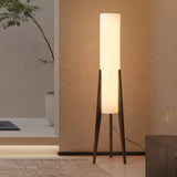 Stehlampe aus massivem Walnussholz mit Stoffschirm – Elegante Retro-Lampe für jeden Raum 0